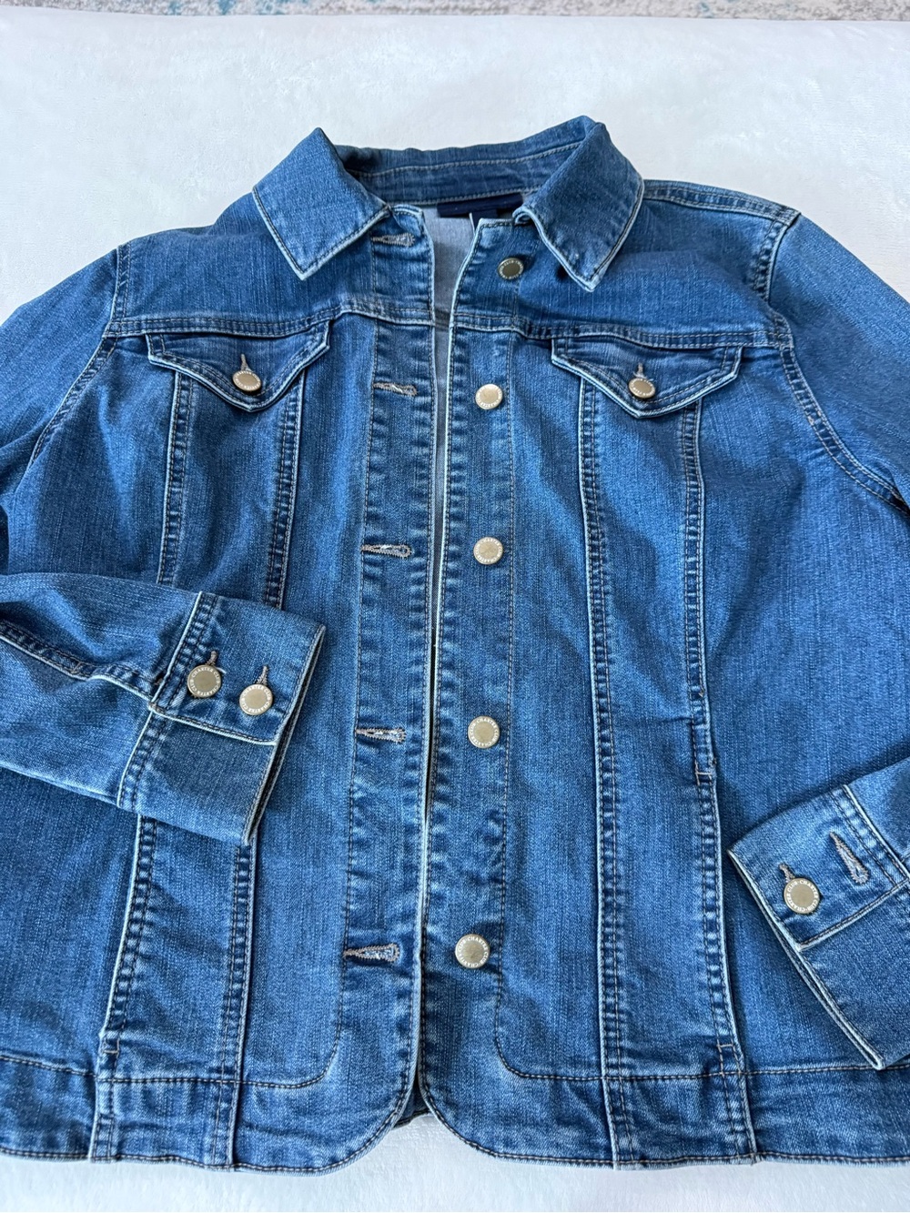 Charter Club Women’s Large Jean Jacket Button Front D83